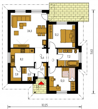 Plan de sol du rez-de-chaussée - BUNGALOW 74
